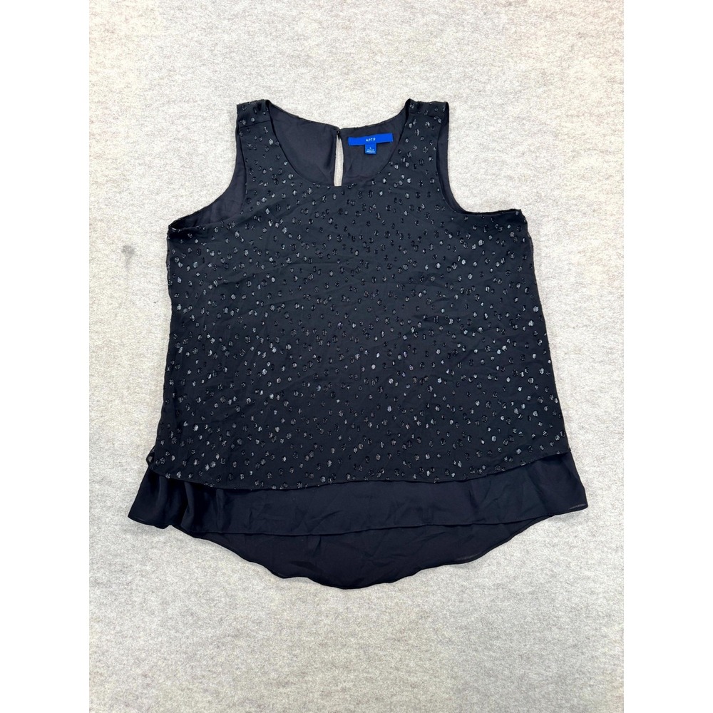 APT. 9 Blouse Shirt Womens Large Black Sleeveless Textured Casual Pullover